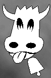 sickly cow, tongue hanging out, milk, yuk!